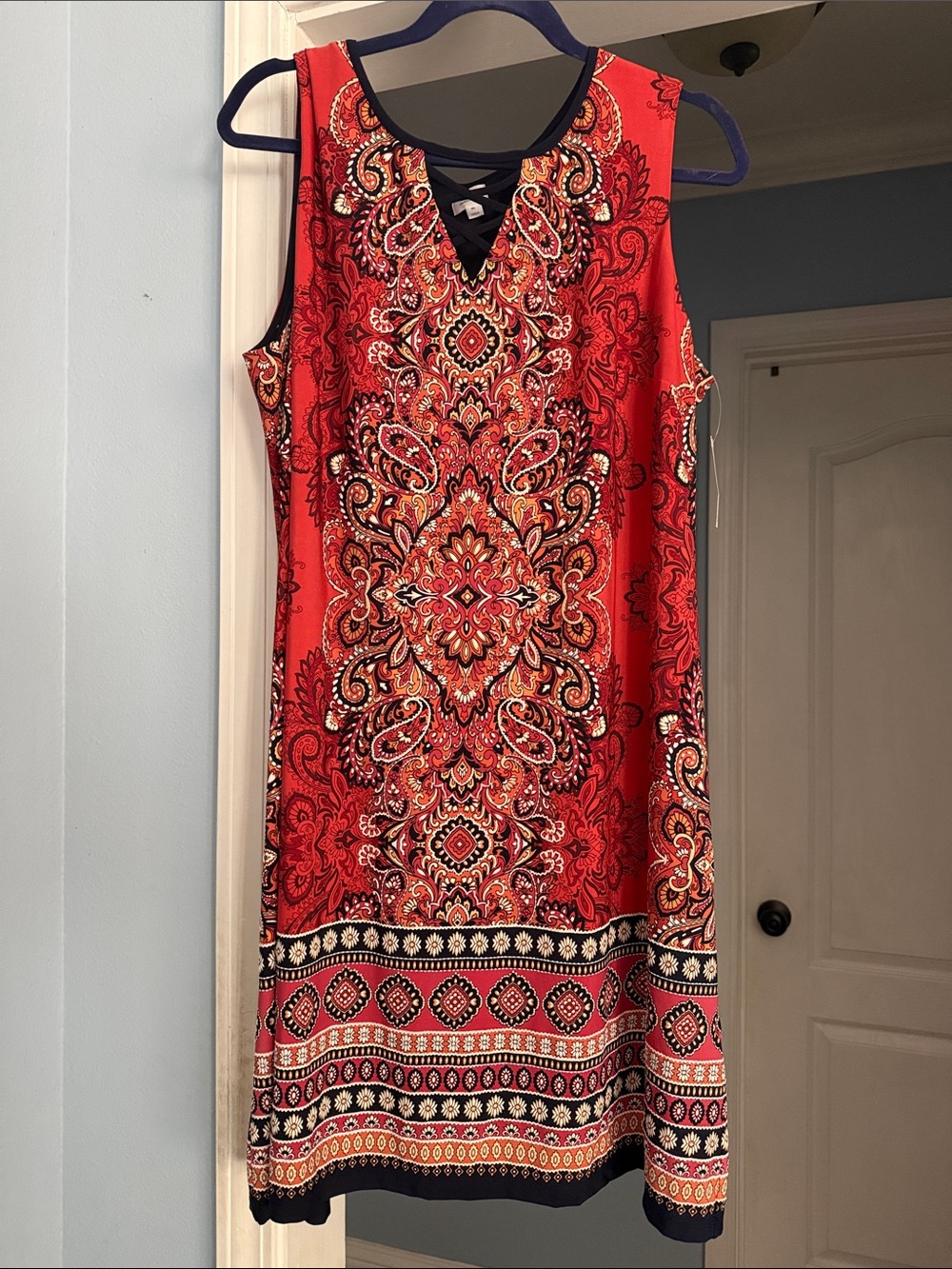 Paisley Sleeveless Dress, XL